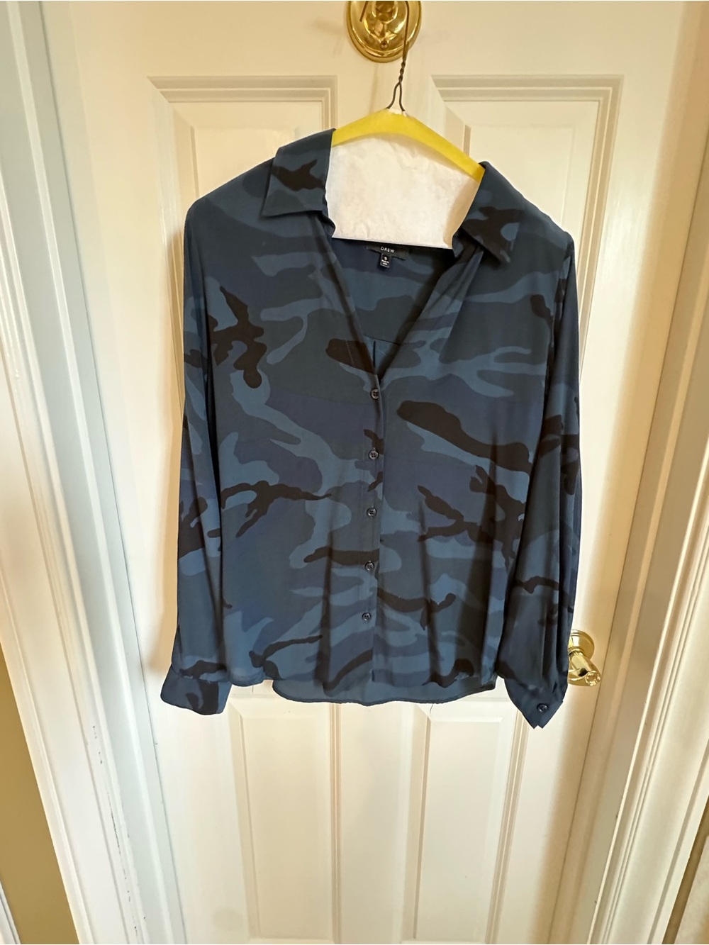 DREW Blue and Black Camouflage Button-Down Shirt for Men
